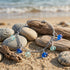 Tropical Sea Foam & Dark Blue Sea Glass Dangle Bracelet - image 3