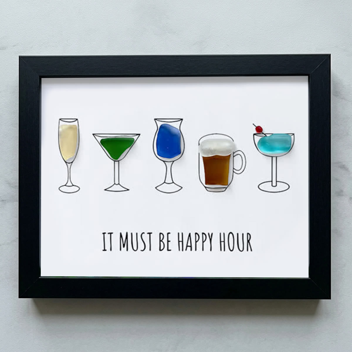 Happy Hour Sea Glass Framed Art - Black - 6" X 8" - image 13