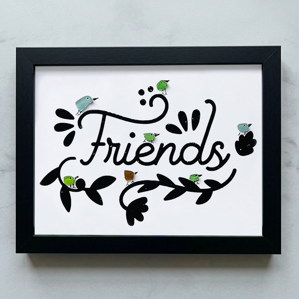 Bird Friends Sea Glass Framed Art - Black - 6" X 8" - image 12