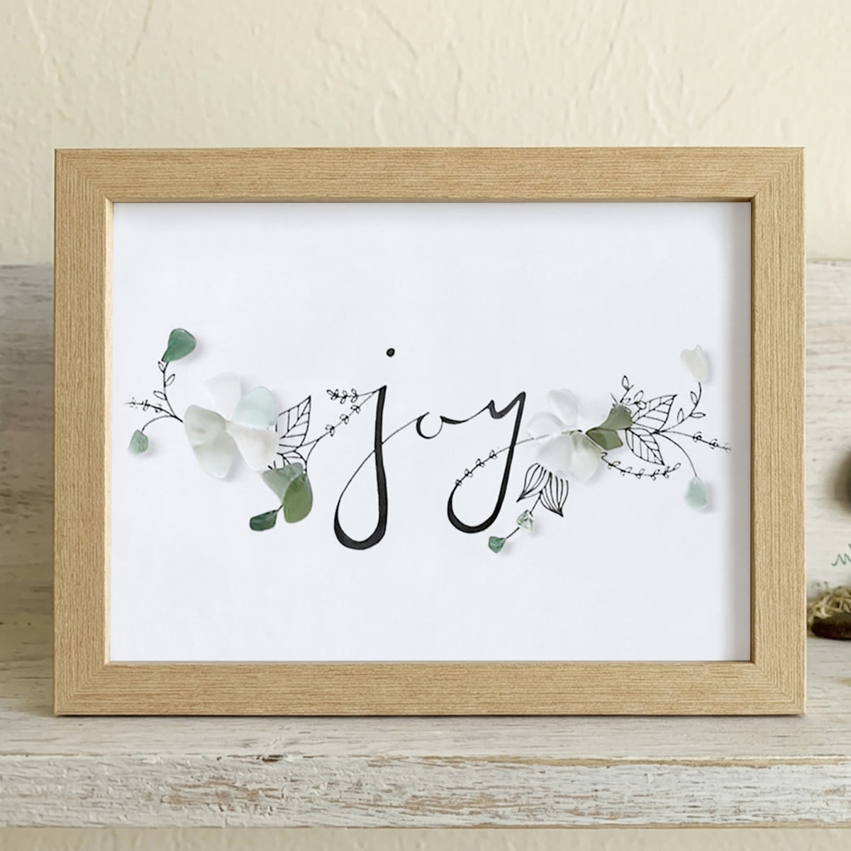 Let There Be Joy Sea Glass Framed Art - Oak - 6" X 8" - image 11