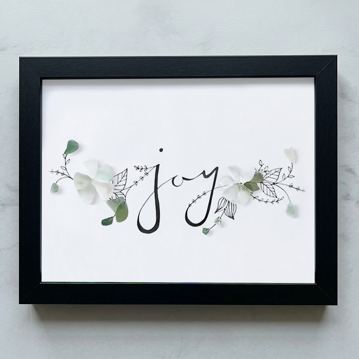 Let There Be Joy Sea Glass Framed Art - Black - 6" X 8" - image 13