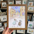 Propose On A Street Engagement Couple Sea Glass Framed Art - Walnut Brown - 8" X 6" - image 11