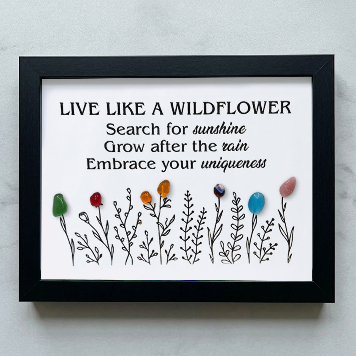 Live Like A Wildflower Quote Sea Glass Framed Art - Black - 6" X 8" - image 13