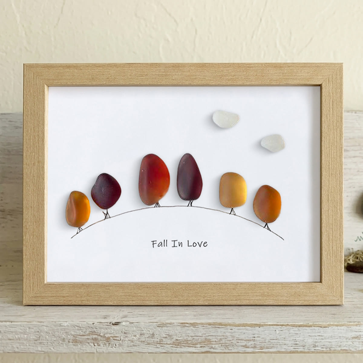 Fall In Love Autumn Trees Sea Glass Framed Art - Oak - 6" X 8" - image 9