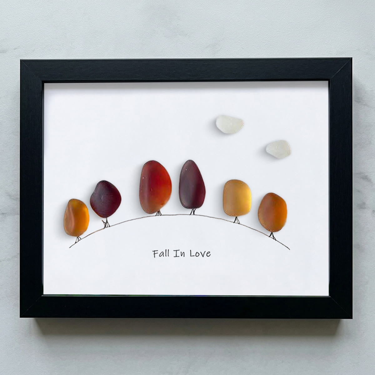 Fall In Love Autumn Trees Sea Glass Framed Art - Black - 6" X 8" - image 11