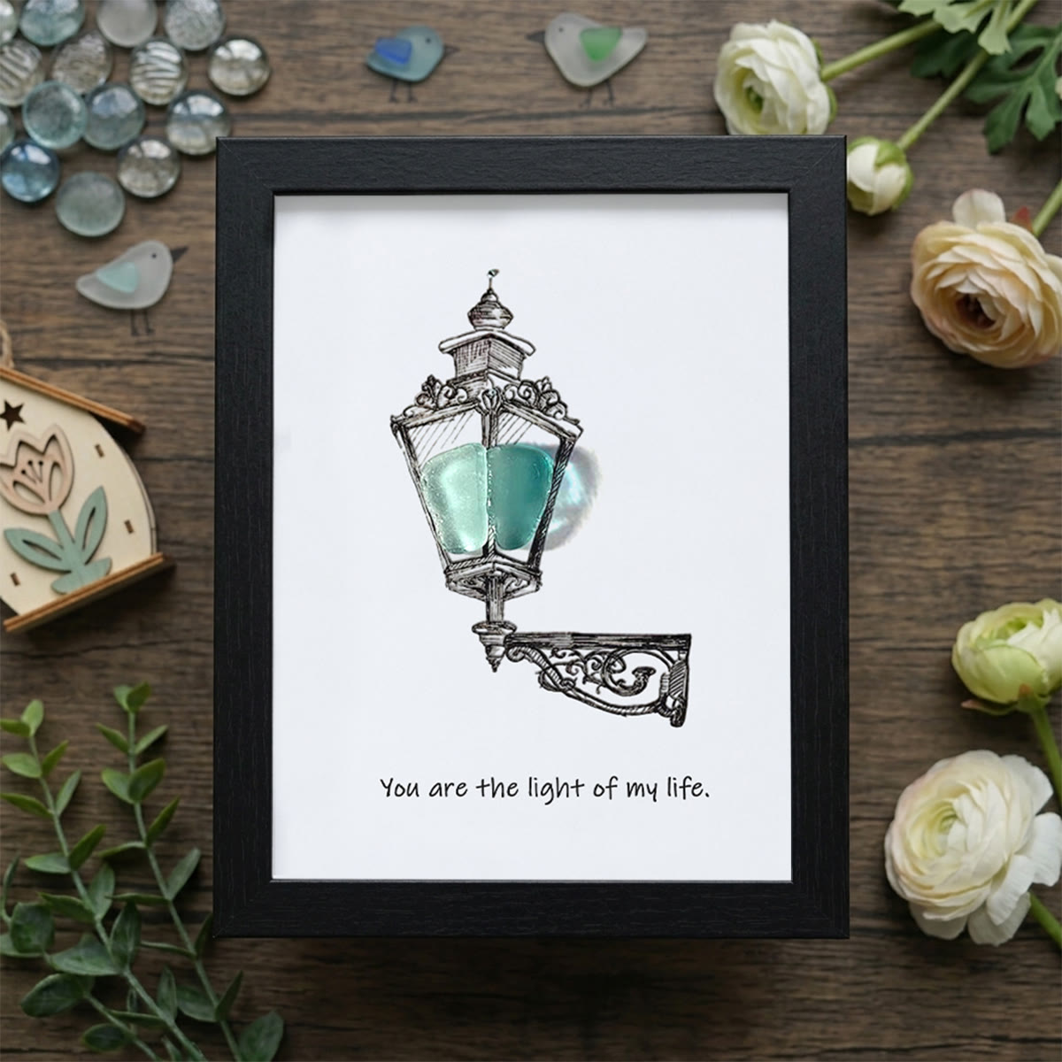 Light Of My Life Street Light Sea Glass Framed Art - Black - 8" X 6" - image 11
