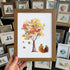 Fall Art Autumn Leaves Pumpkin Sea Glass Framed Art - Walnut Brown - 8" X 6" - image 10