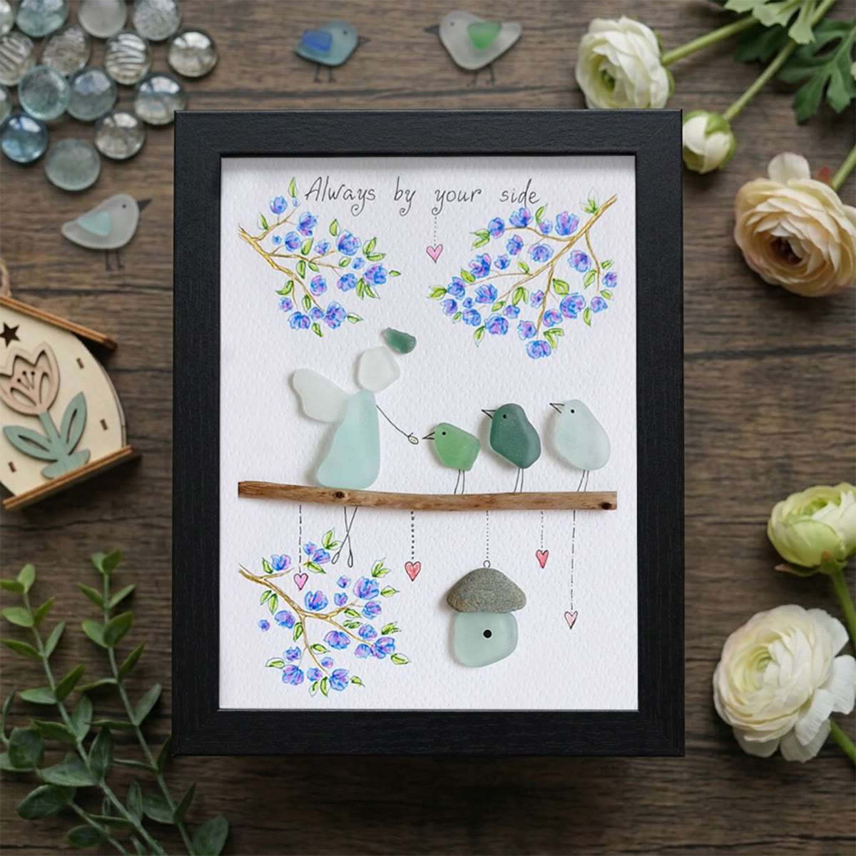 Angel Always By Your Side Sea Glass Framed Art - Black - 8" X 6" - image 12