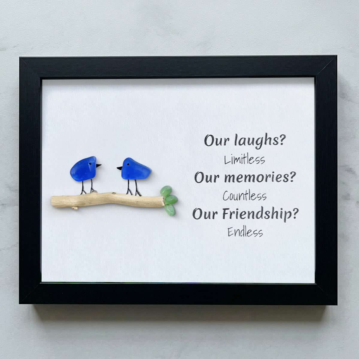 Laughs Memories and Friendship Birds Sea Glass Framed Art - Black - 6" X 8" - image 14