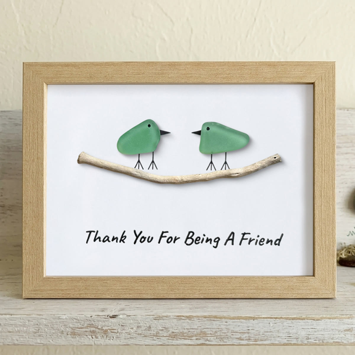 Thank You For Being A Friend Friendship Gift Sea Glass Framed Art - Oak - 6" X 8" - image 6