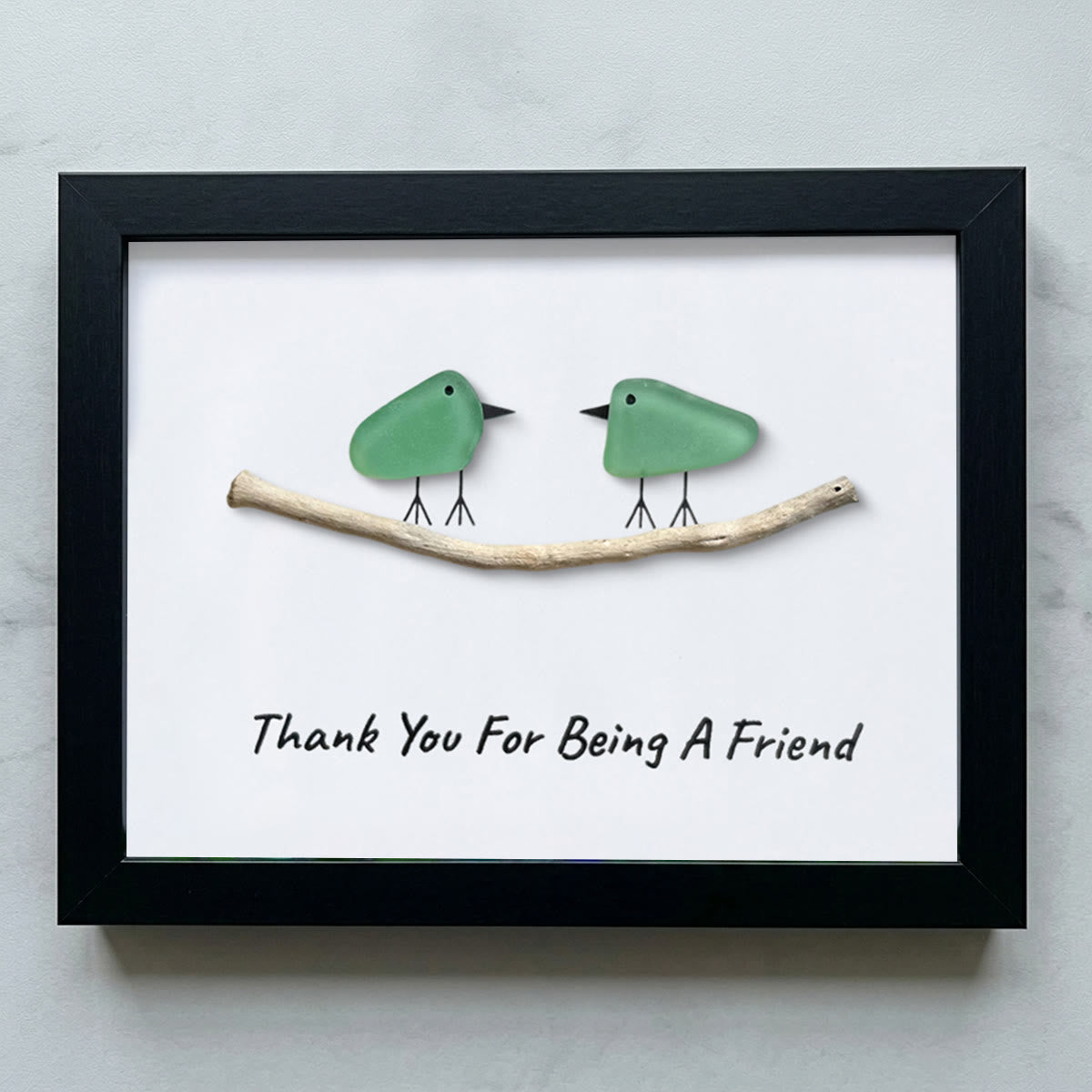 Thank You For Being A Friend Friendship Gift Sea Glass Framed Art - Black - 6" X 8" - image 8