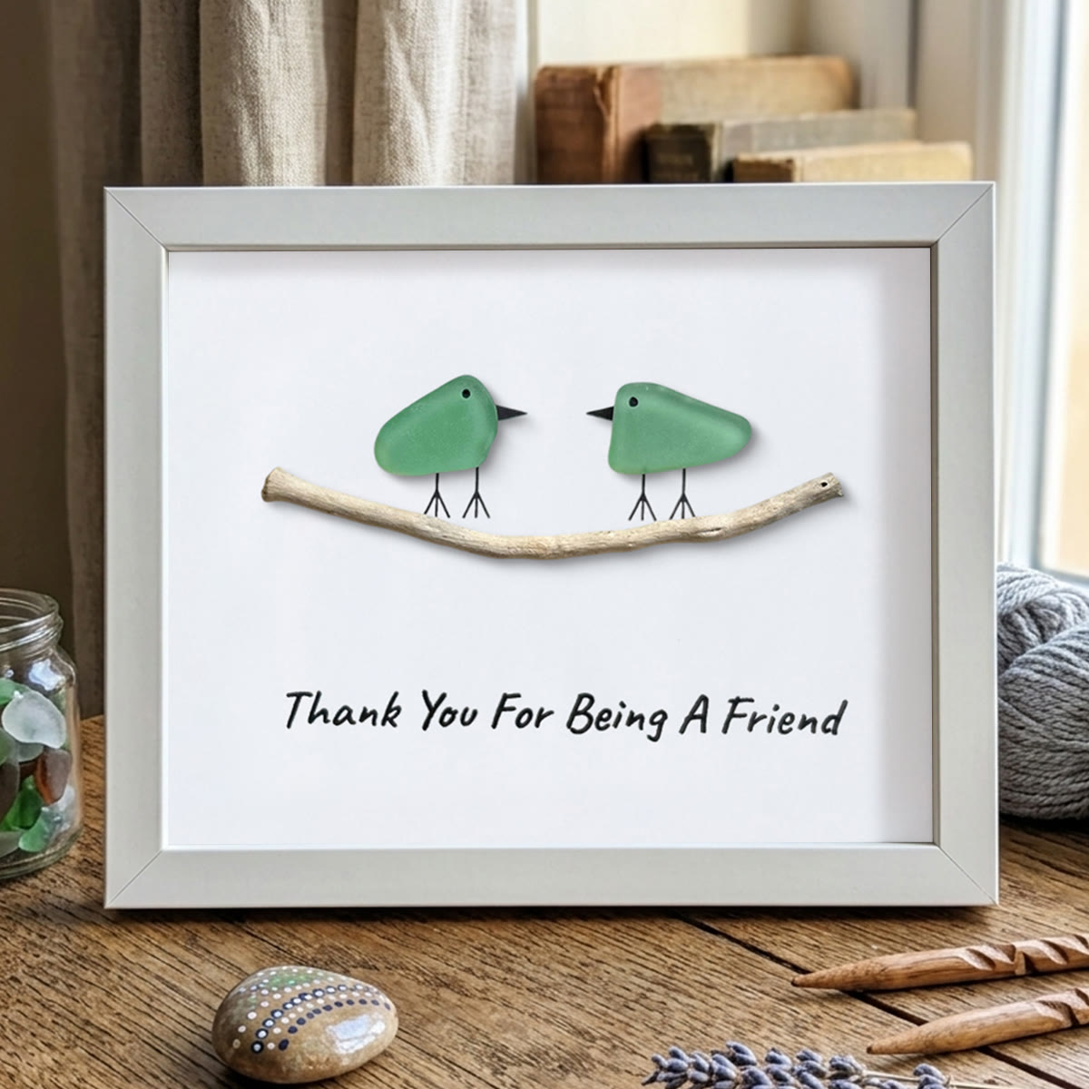 Thank You For Being A Friend Friendship Gift Sea Glass Framed Art - White - 6" X 8" - image 9