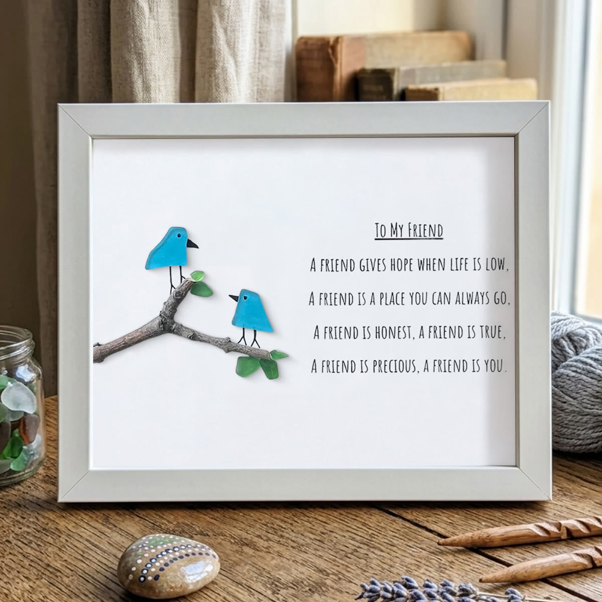 Friendship Poem To My Friend Sea Glass Framed Art - White - 6" X 8" - image 14