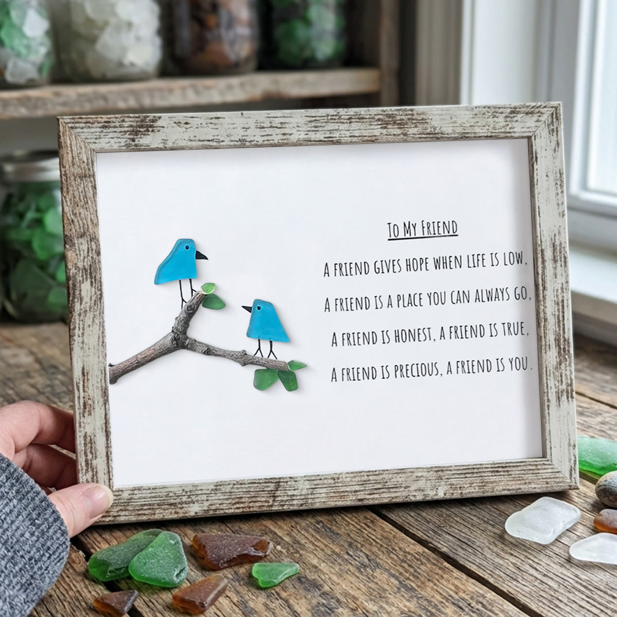 Friendship Poem To My Friend Sea Glass Framed Art - Retro White - 6" X 8" - image 15