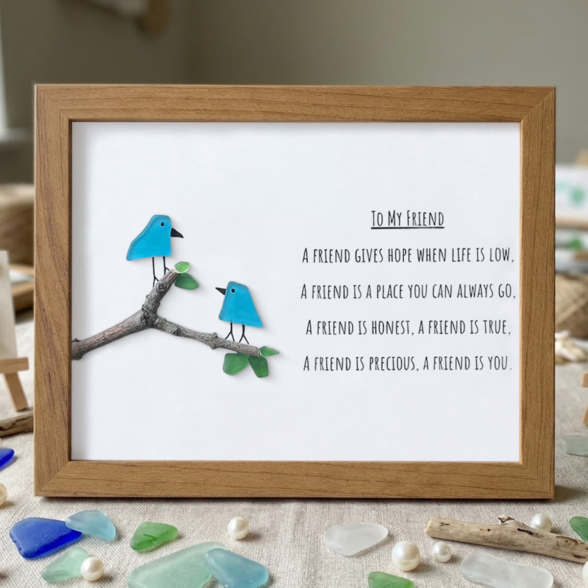 Friendship Poem To My Friend Sea Glass Framed Art - Walnut Brown - 6" X 8" - image 12