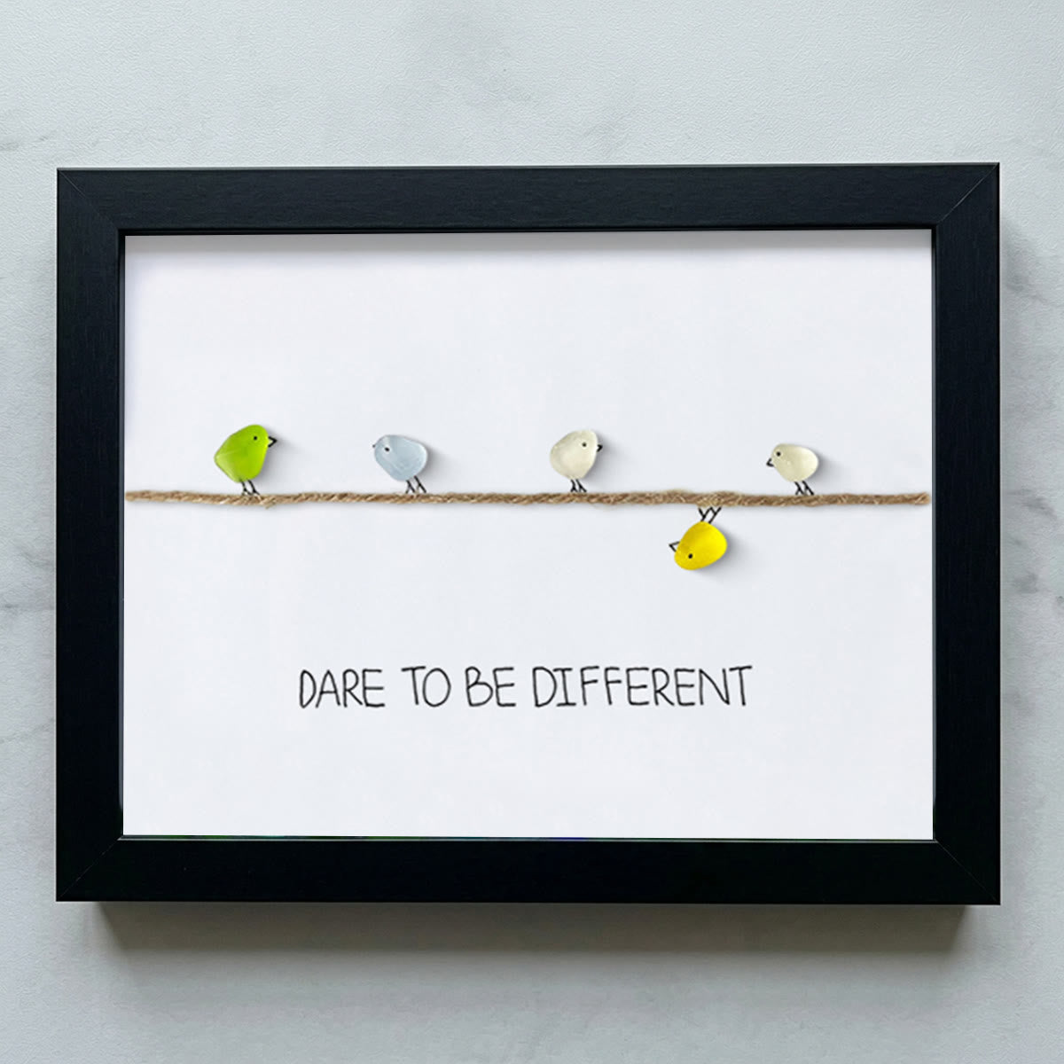 Dare to Be Different Cute Birds Sea Glass Framed Art - Black - 6" X 8" - image 9