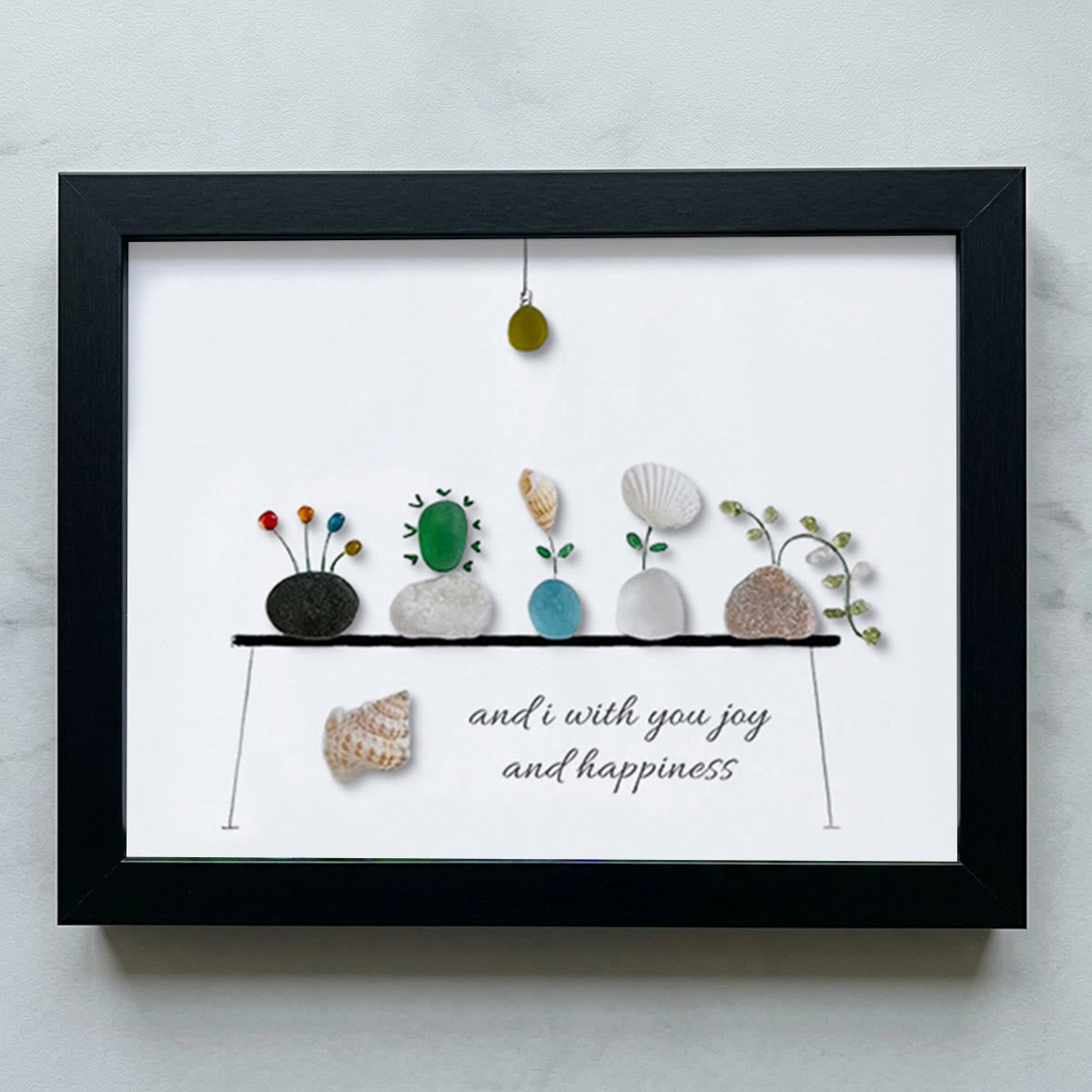Bring Joy and Happiness to Your Space Sea Glass Framed Art - Black - 6" X 8" - image 8