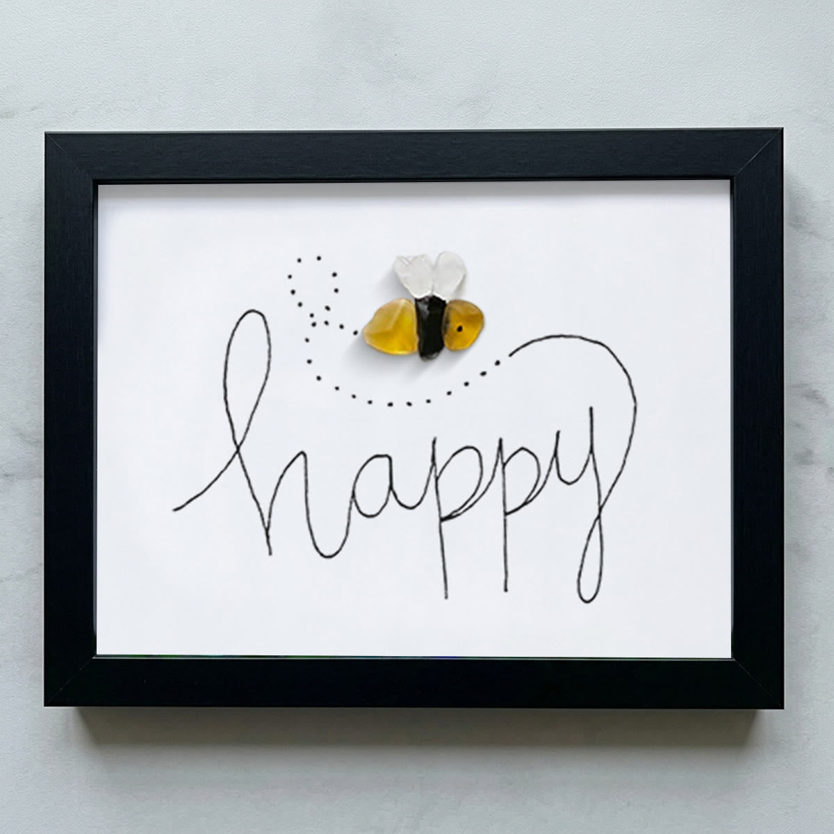 Bee Happy Sea Glass Card Artwork With Frame - Black - 6" X 8" - image 8
