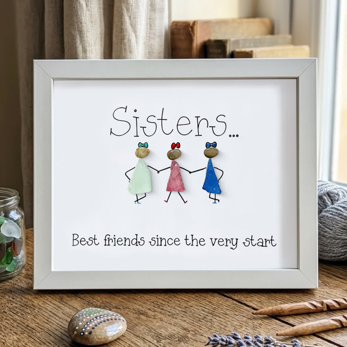 Sisters Are Best Friends Sea Glass Framed Art - White - 6" X 8" - image 14