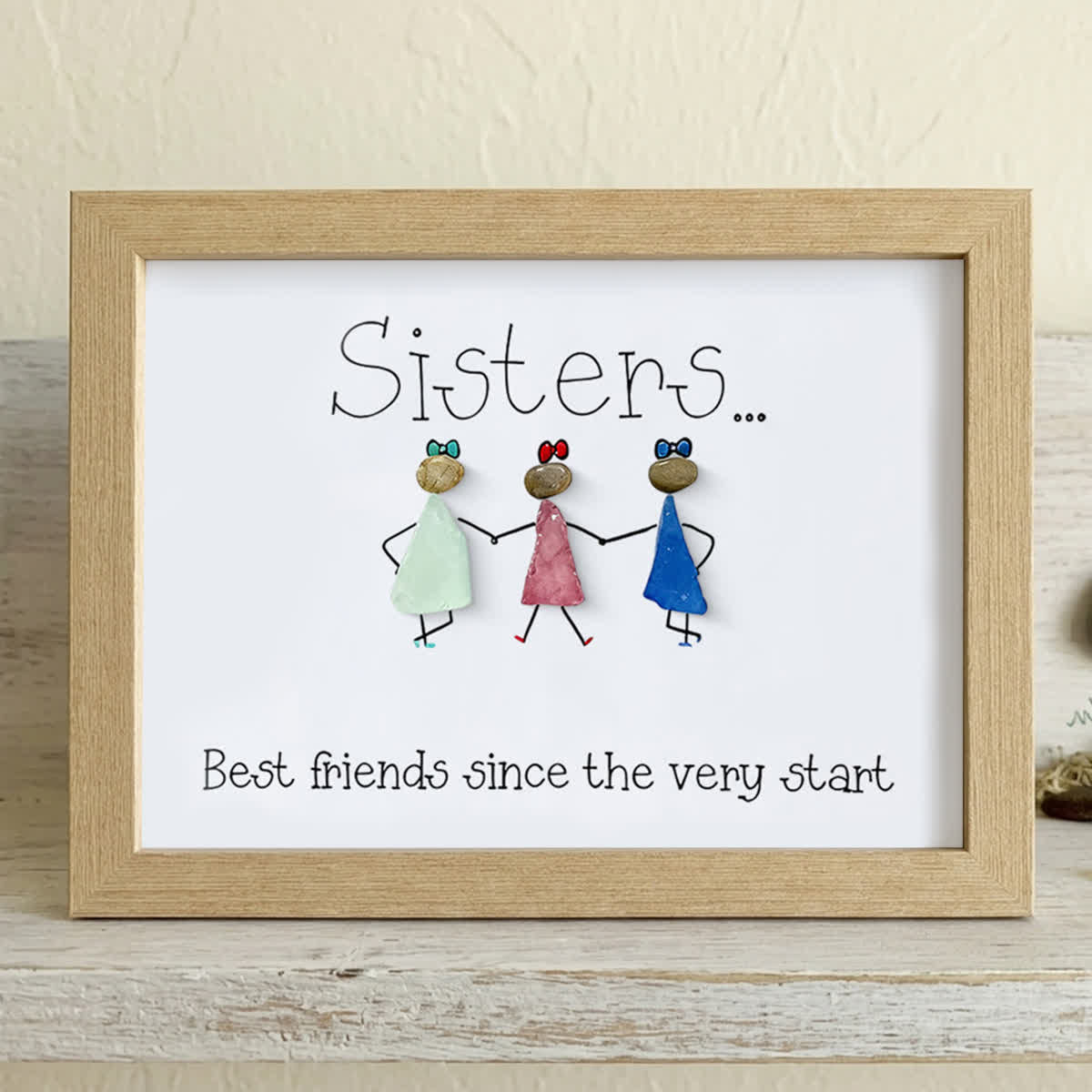 Sisters Are Best Friends Sea Glass Framed Art - Oak - 6" X 8" - image 11