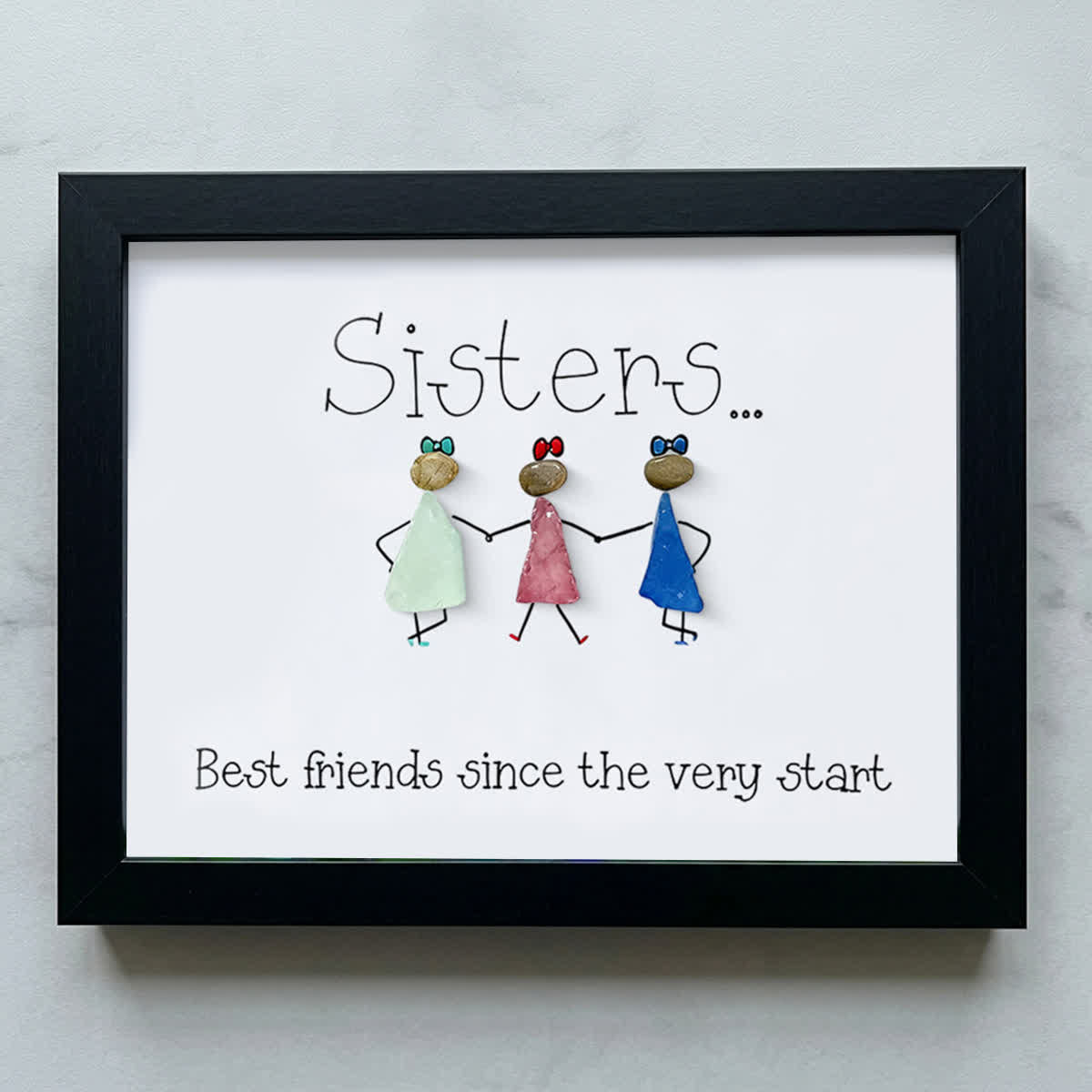 Sisters Are Best Friends Sea Glass Framed Art - Black - 6" X 8" - image 13