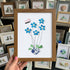 Blue Flower And Butterfly Seaglass Card Artwork With Frame - Walnut Brown - 8" X 6" - image 15