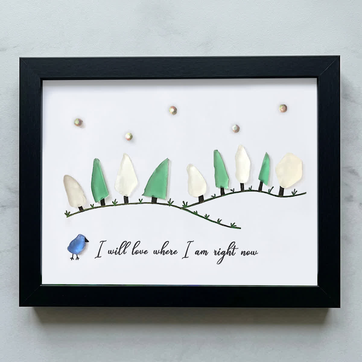I Love Where I Am Right Now Sea Glass Framed Art - Black - 6" X 8" - image 16