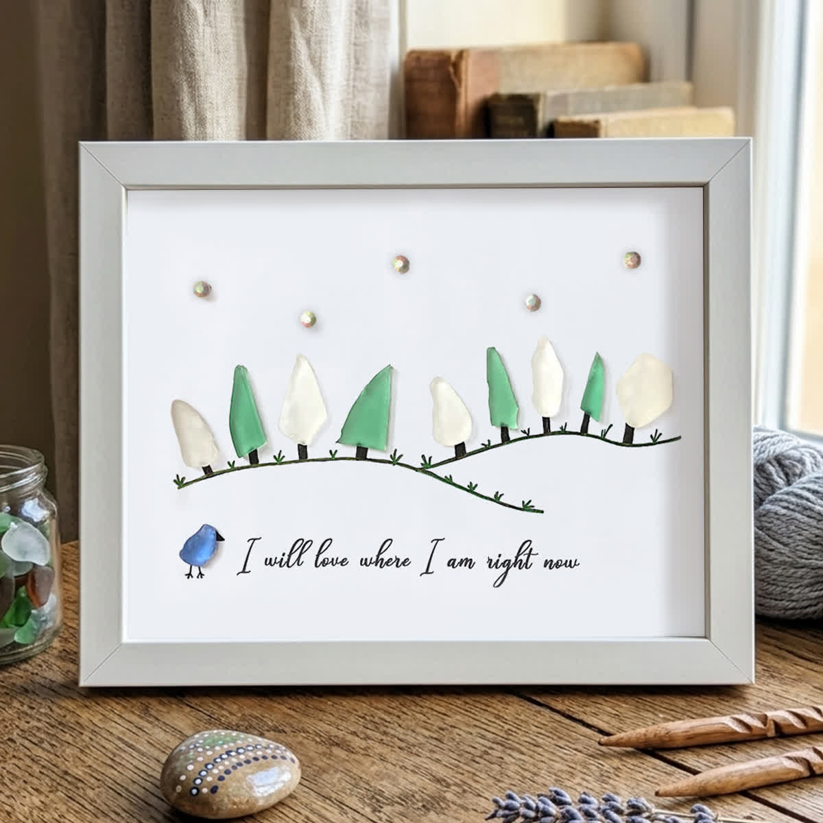 I Love Where I Am Right Now Sea Glass Framed Art - White - 6" X 8" - image 17