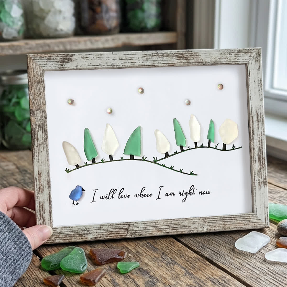 I Love Where I Am Right Now Sea Glass Framed Art - Retro White - 6" X 8" - image 18