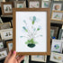 Whimsical Bouquet Flower Sea Glass Framed Art - Walnut Brown - 6" X 8" - image 14