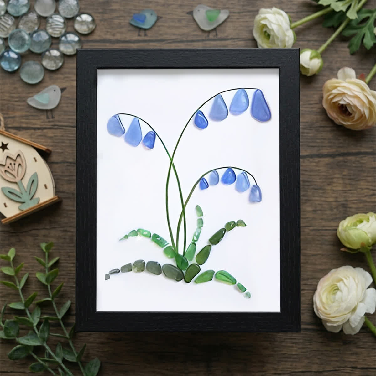 Bluebell Elegance Sea Glass Framed Art - Black - 6" X 8" - image 11