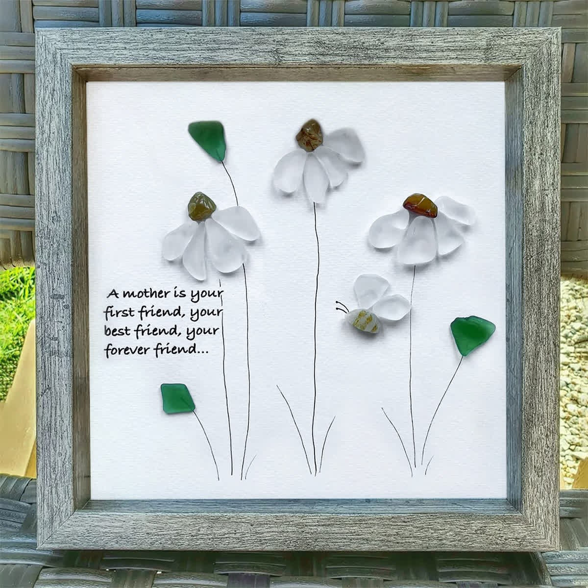 Daisy & Bee Blooms For Mom Sea Glass Framed Art - image 5