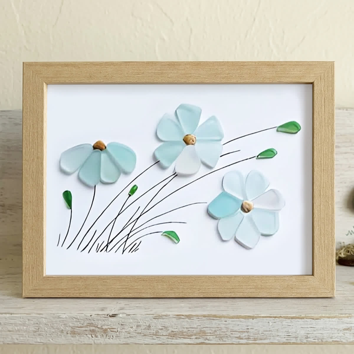 Blossoming Breeze Sea Glass Framed Art - Oak - 6" X 8" - image 14