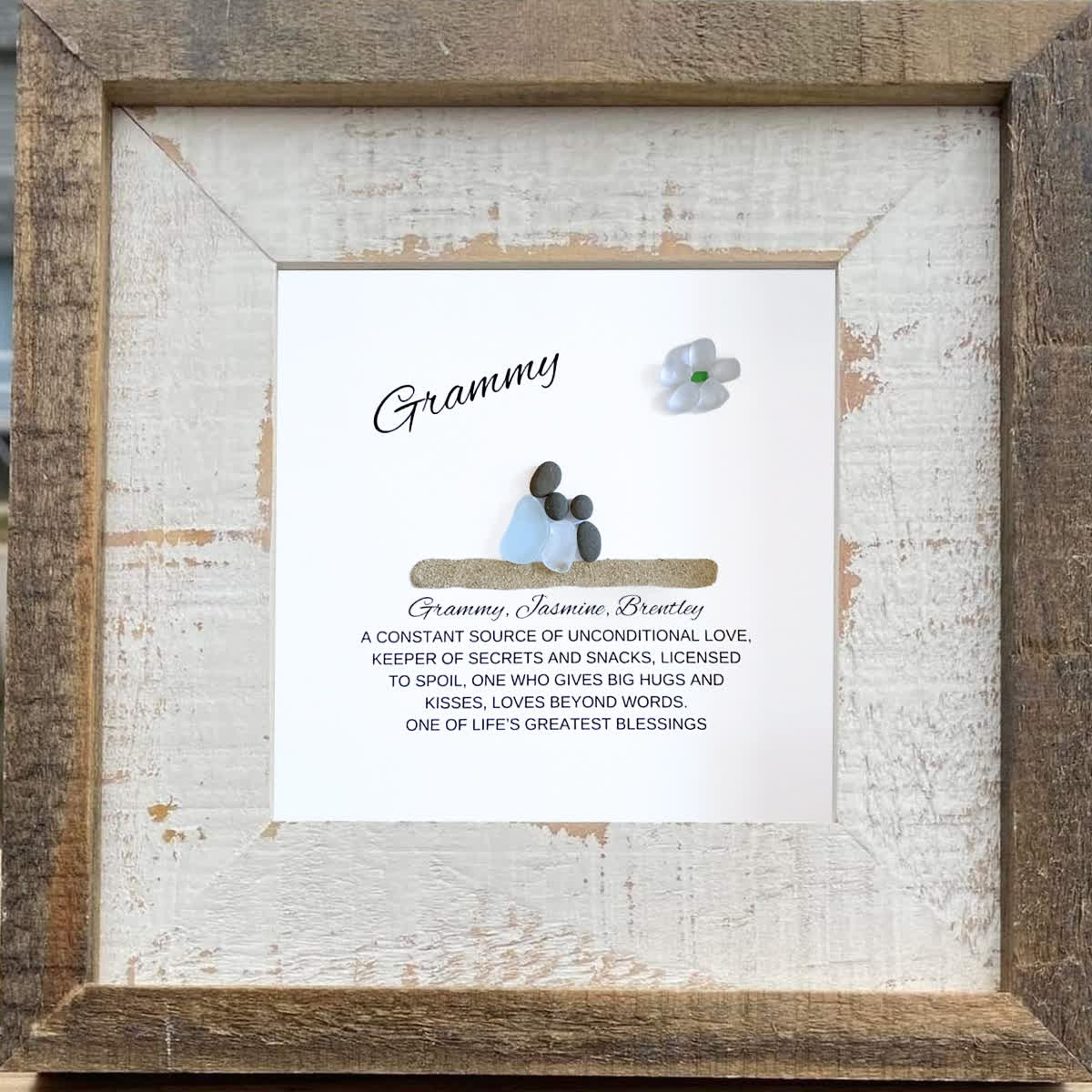 Grandchild & Grammy Custom Name Sea Glass Framed Art - image 5