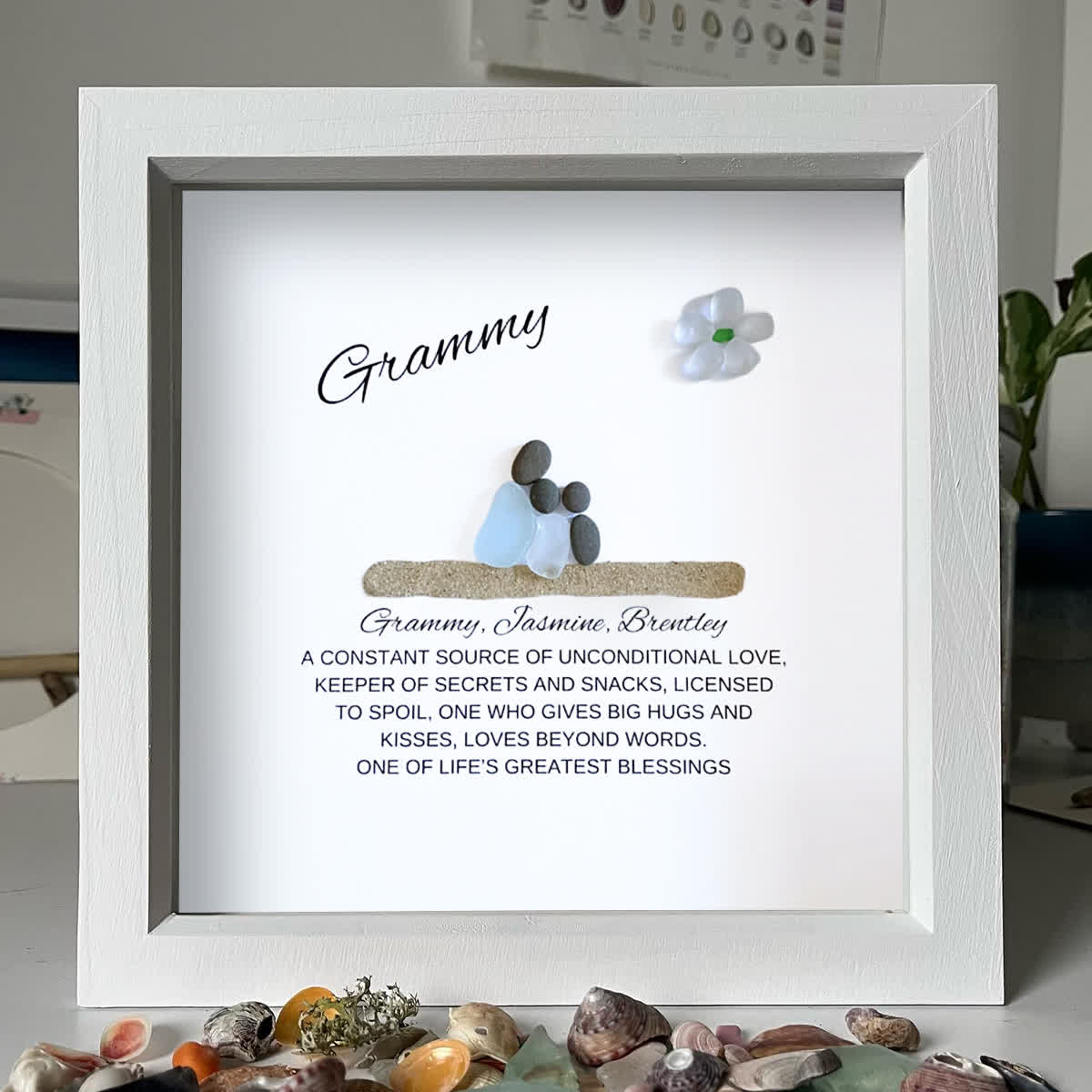 Grandchild & Grammy Custom Name Sea Glass Framed Art - image 3