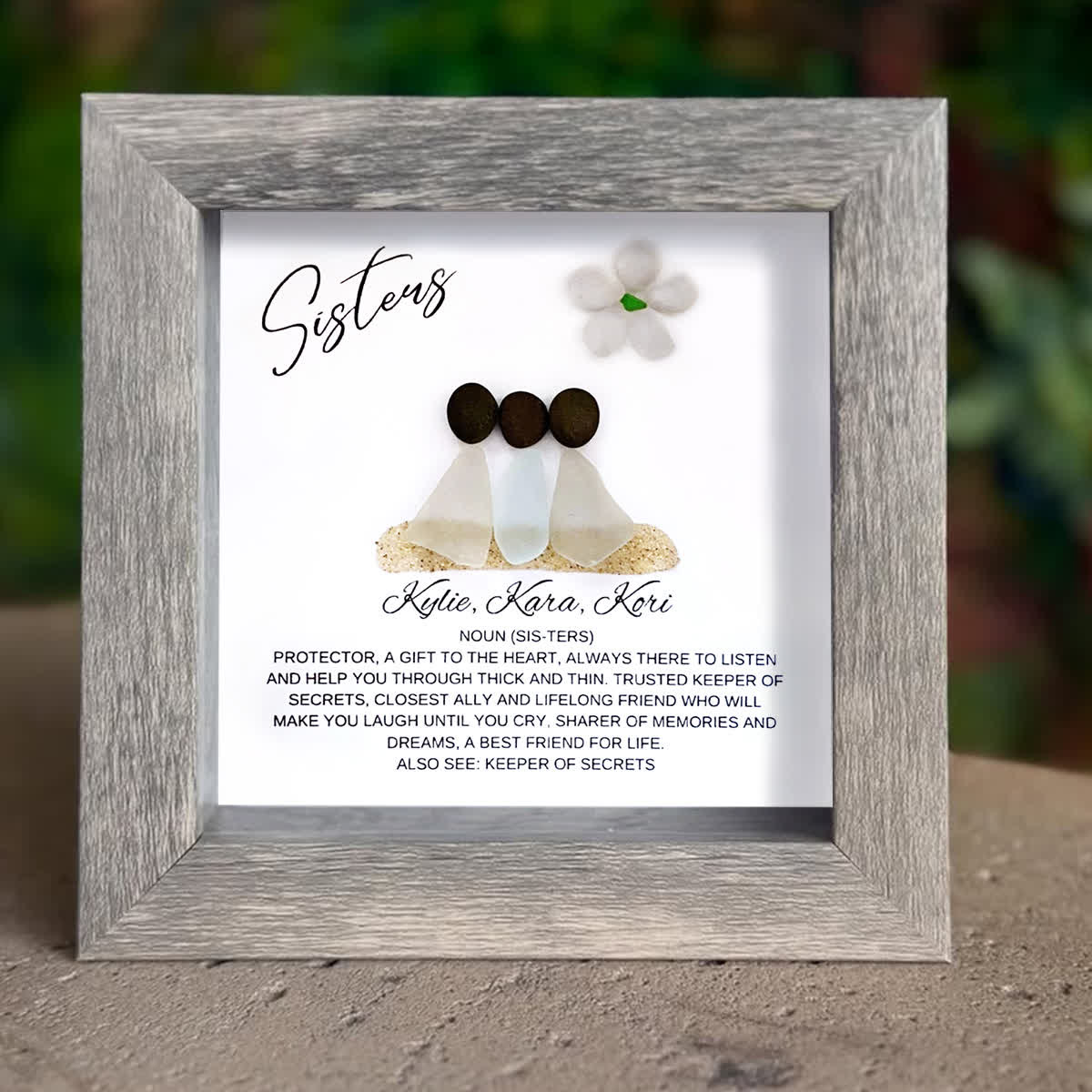 Three Sisters Scene Custom Name Sea Glass Framed Art - image 5