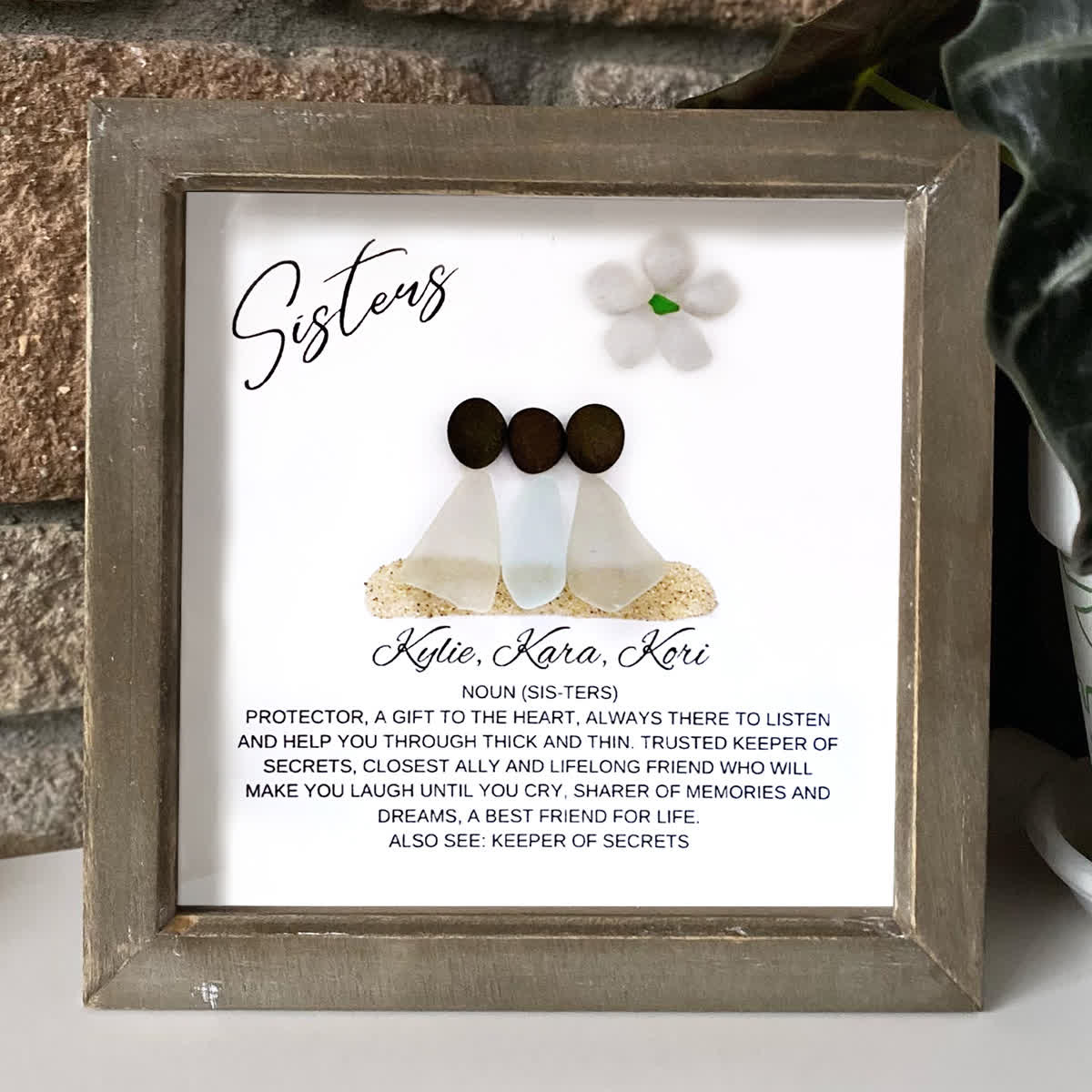 Three Sisters Scene Custom Name Sea Glass Framed Art - image 6