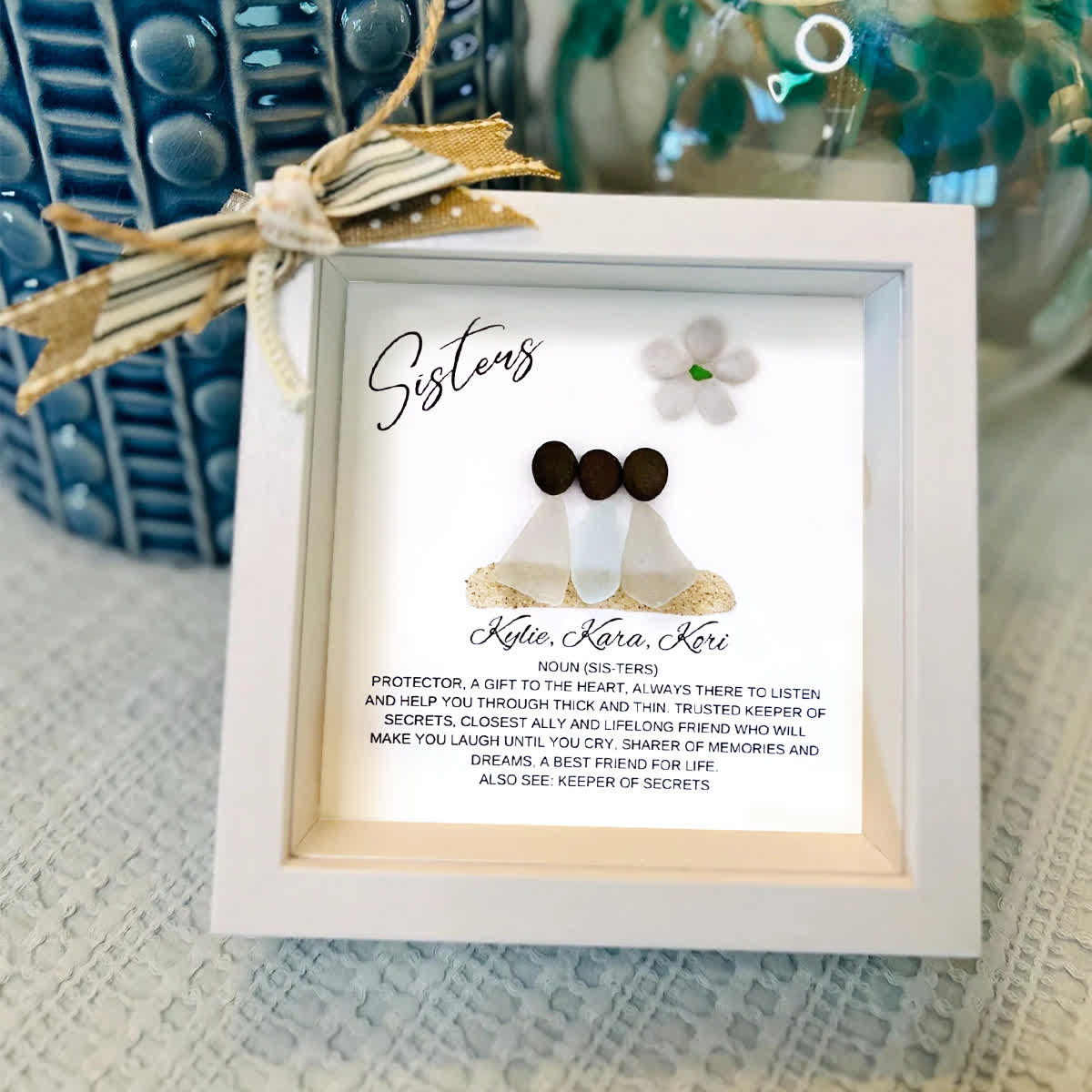 Three Sisters Scene Custom Name Sea Glass Framed Art - image 7