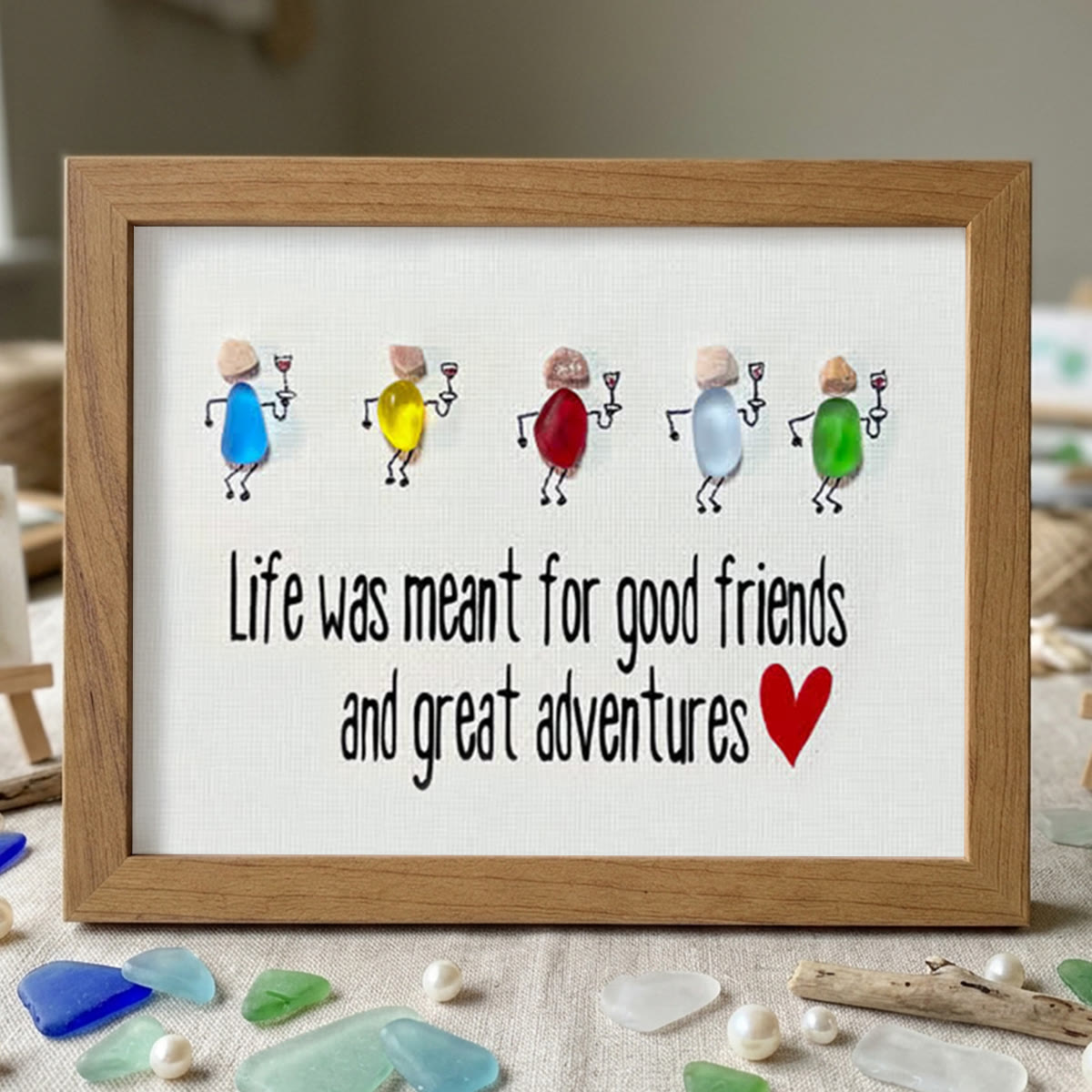 Good Friends & Wonderful Adventures Sea Glass Framed Art - Walnut Brown - 6" X 8" - image 13