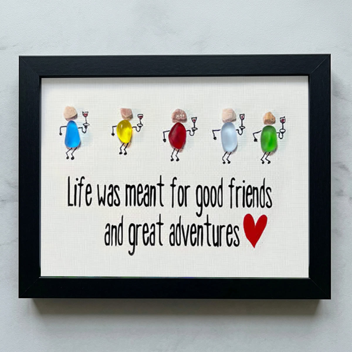 Good Friends & Wonderful Adventures Sea Glass Framed Art - Black - 6" X 8" - image 14