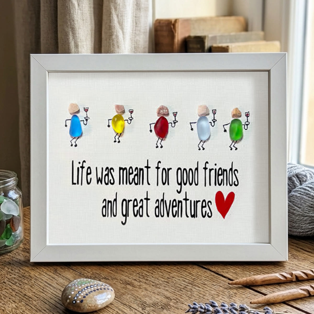 Good Friends & Wonderful Adventures Sea Glass Framed Art - White - 6" X 8" - image 15