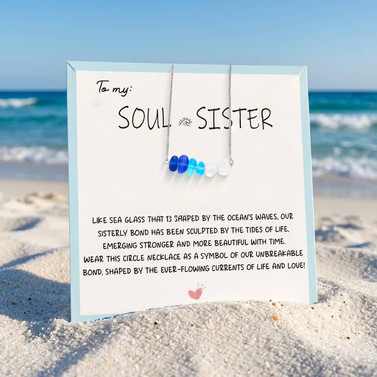 Ombre Blue Horizontal Bar Sea Glass Necklace - image 2