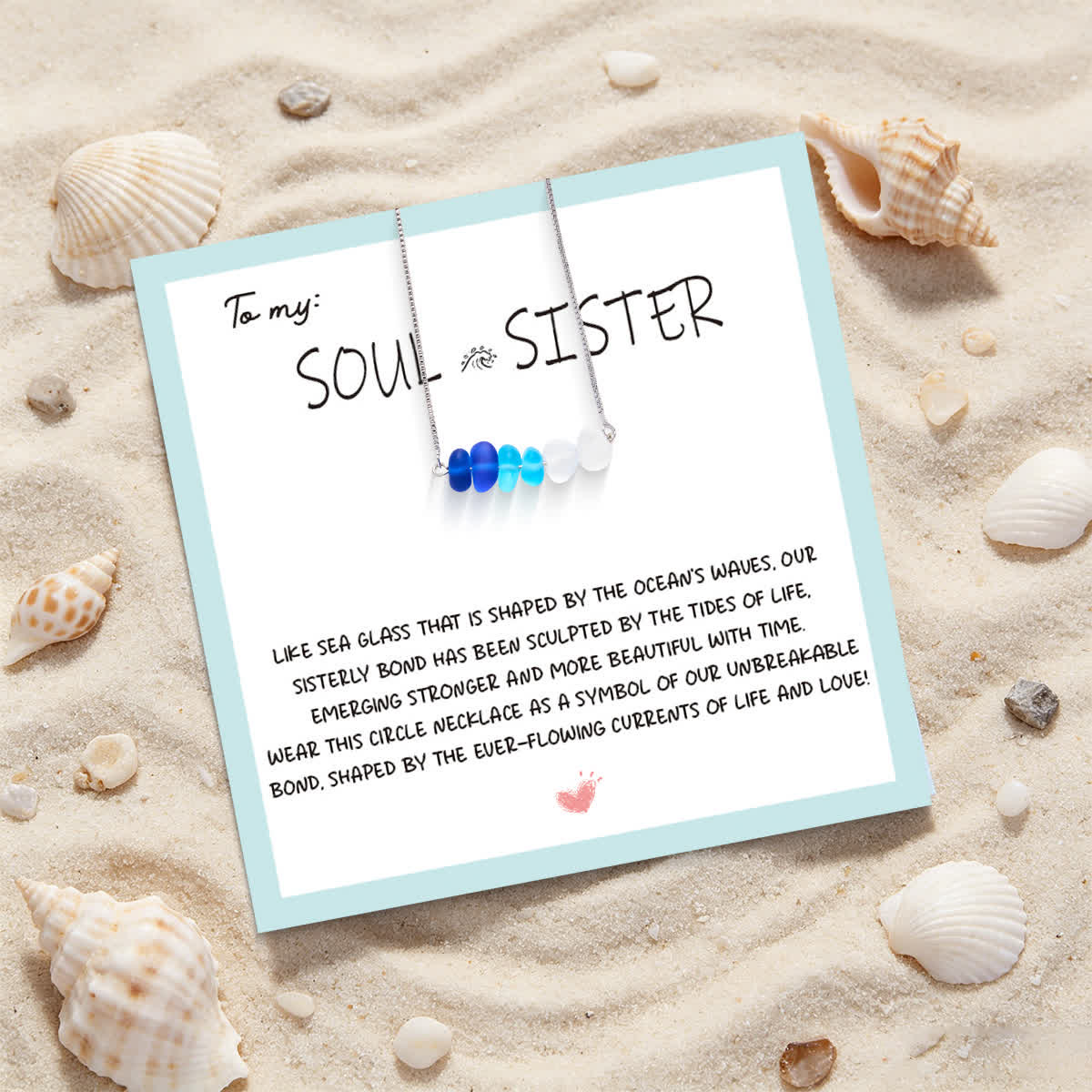 Ombre Blue Horizontal Bar Sea Glass Necklace - image 4