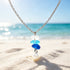 Ombre Blue Sea Glass & Pearl Drop Necklace - image 5