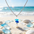 Ombre Blue Sea Glass & Pearl Drop Necklace - Silver - image 0