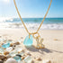 Diamond Initial Aqua Sea Glass Gold Chain Necklace - Z - image 0