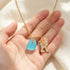 Diamond Initial Aqua Sea Glass Gold Chain Necklace - image 5