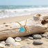 Diamond Initial Aqua Sea Glass Gold Chain Necklace - image 3