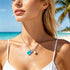 Aqua Sea Glass Shell Pearl Silver Charm Necklace - image 6