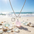 Crystal Heart & Pearl Blush Pink Sea Glass Necklace - Silver - image 0